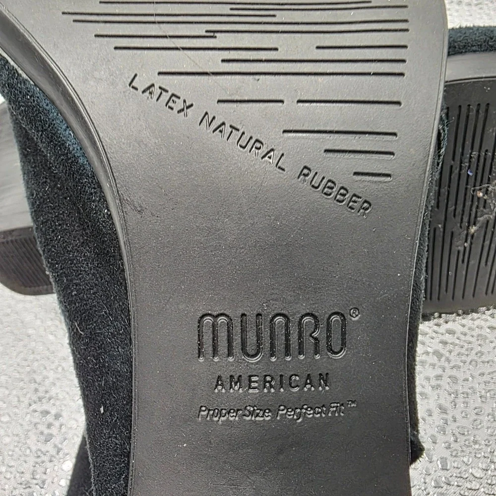 Munro American Suede Leather Slingback Sandals Open Toe Block Heel Sz 6.5W‎ USA